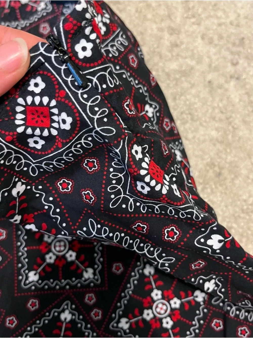 Black Bandana Print linen Skirt vintage Sonoma